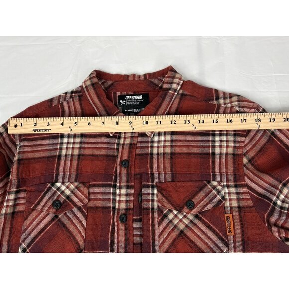 Off The Grid Destroyer Flannel Shirt Men’s XL Red Black Plaid Long Sleeve - Picture 14 of 15